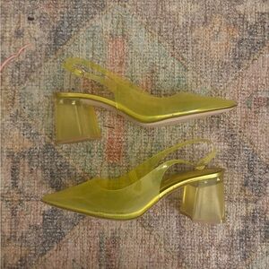 Yellow Lucite PVC transparent Slingback Heels